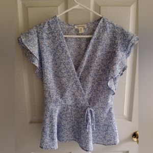 Monteau Blue Flowered Blouse